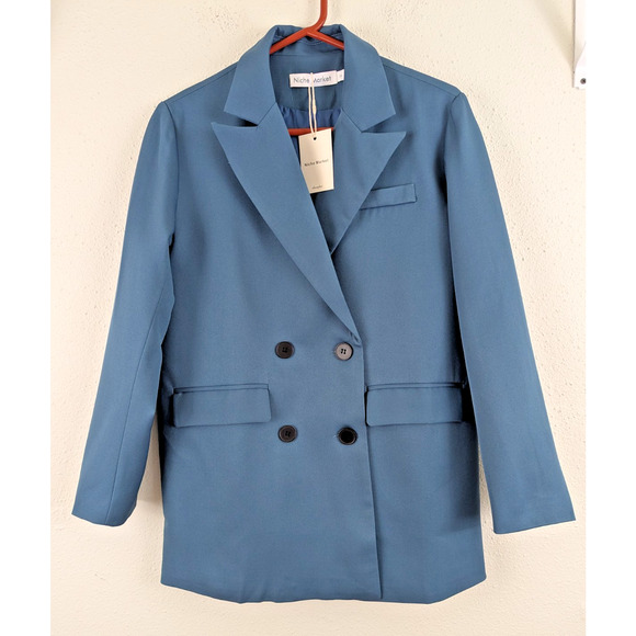 Niche Market Jackets & Blazers - New Niche Market sz S Blazer Jacket acid blue lined buttons long sleeves 2357